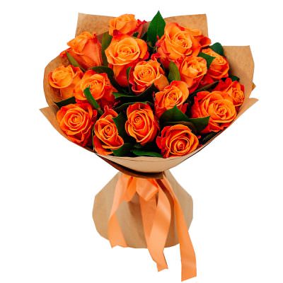 Букет из оранжевых роз «Огненное очарование»
