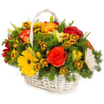 Красивая композиция из свежих цветов «Солнечный микс»