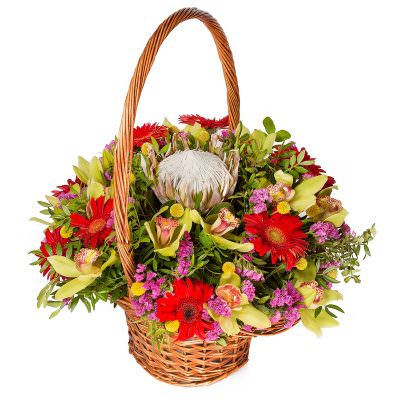 Цветы в корзине на губке «Цветочный ярмарок»
