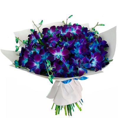 Букет с дендробиумами «Синий блеск»